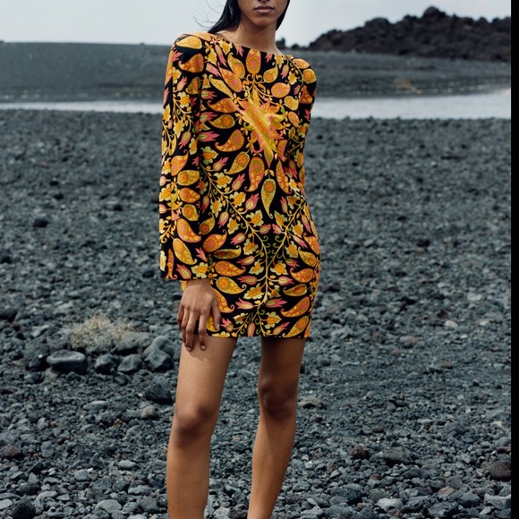 Zara Colorful Floral Print Open Back Mini Dress - Picture 8 of 11